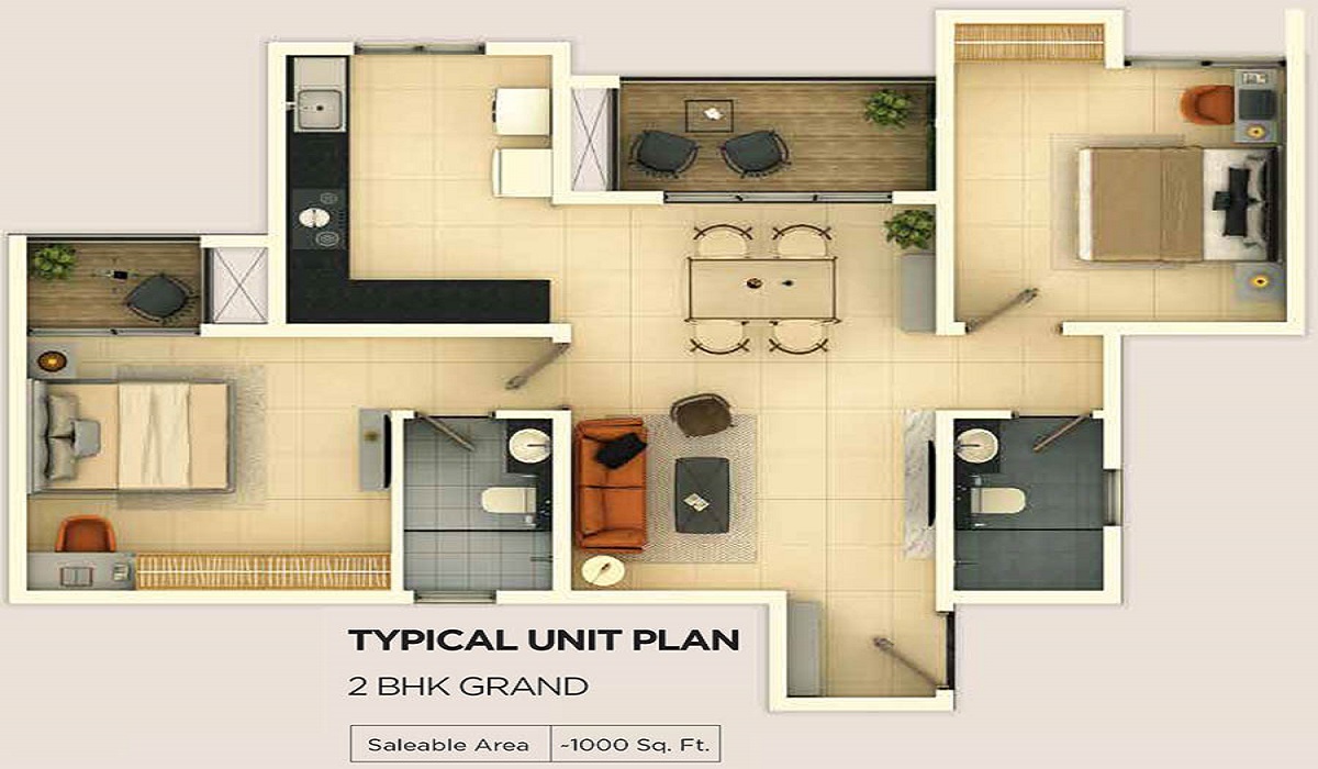 2bhk floor plan Provident Ecopolitan