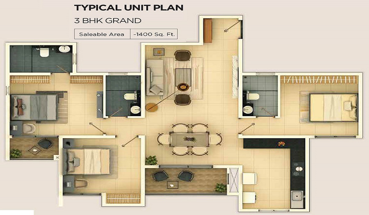 3bhk Provident Ecopolitan, Aerospace Park, Bangalore