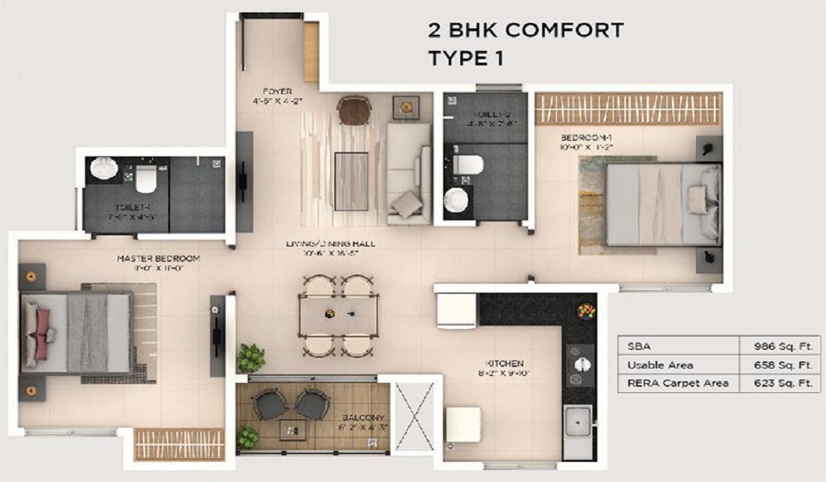 Provident Botanico Soukya Road, Whitefield, Bangalore 4BHk Floor Plan