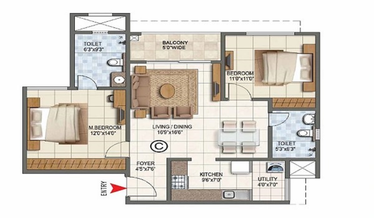 Purva Codename Infinity airport road Bangalore 3BHK Floor Plan