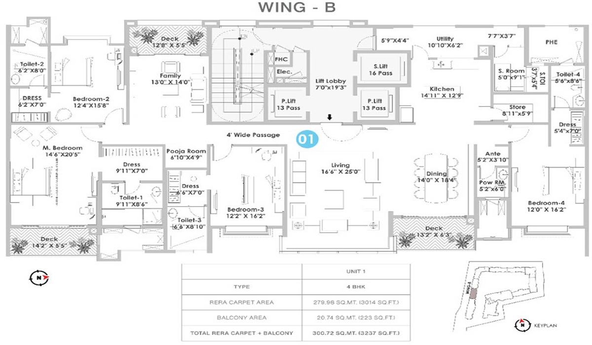 Raheja Vivarea Koramangala Bangalore 4BHK Floor Plan