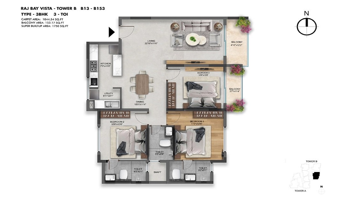 3BHk Floor Plan