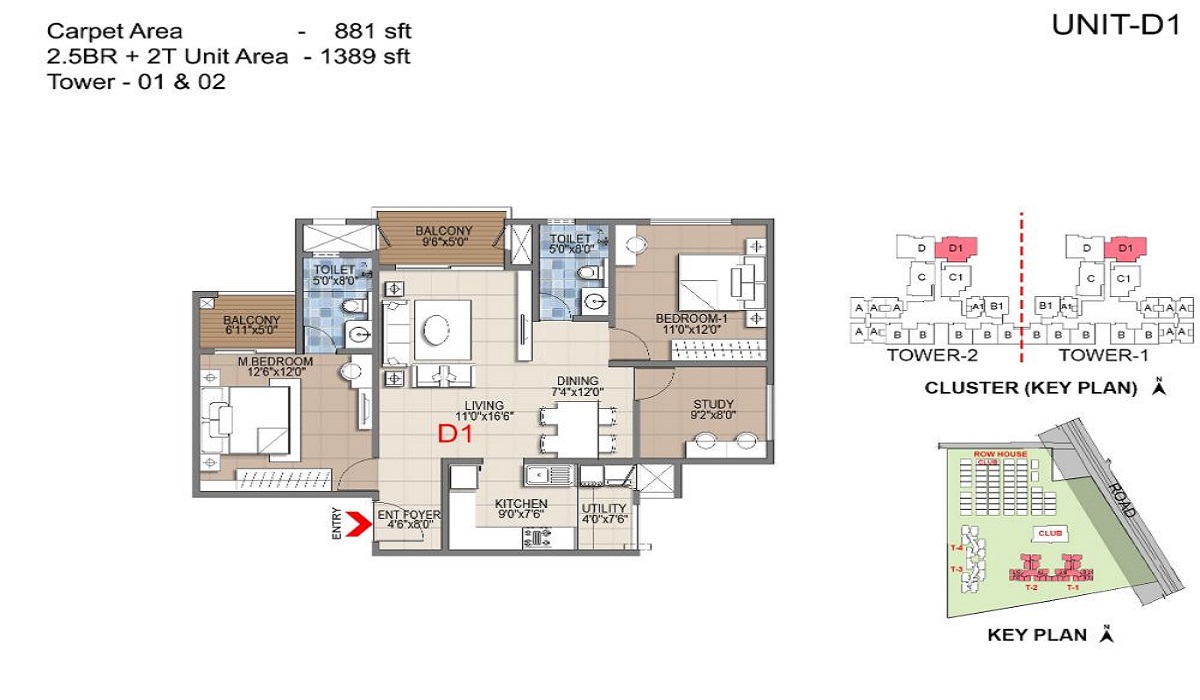 Sattva Songbird at Budigere Cross, Bangalore 2.5BHk Floor Plan