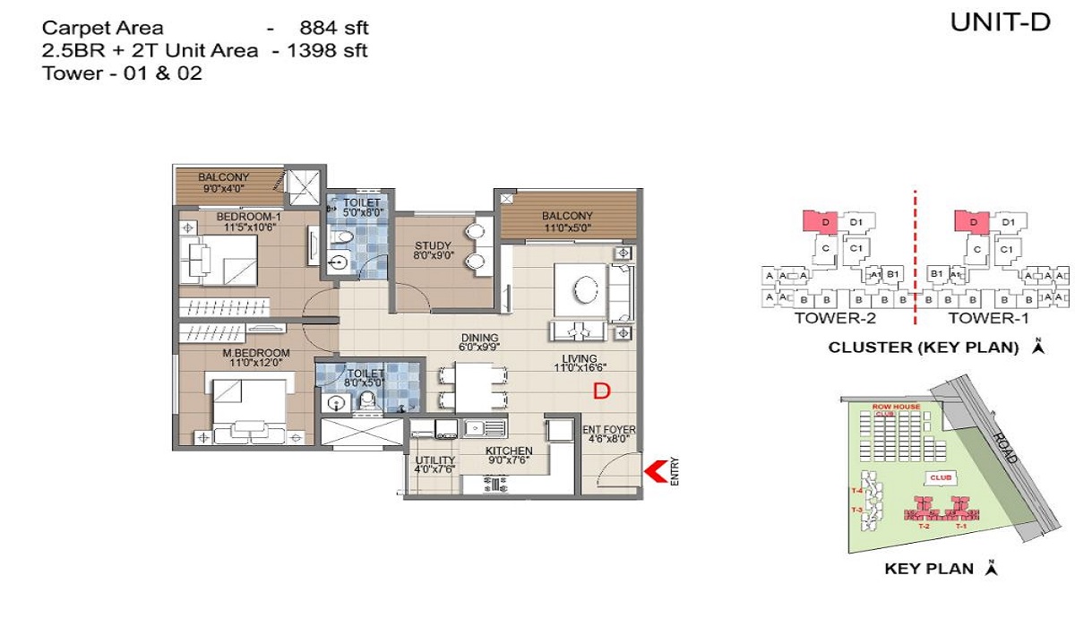Sattva Songbird 2.5 BHK Floor Plan 