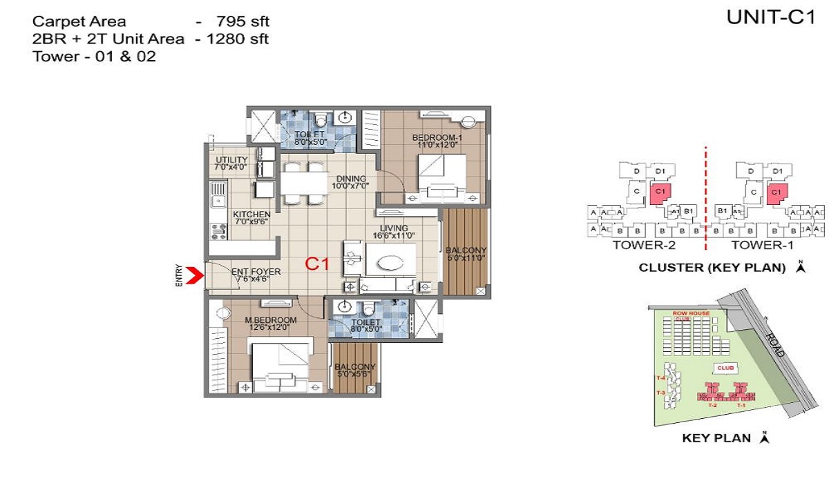 Sattva Songbird 2BHK Floor Plan