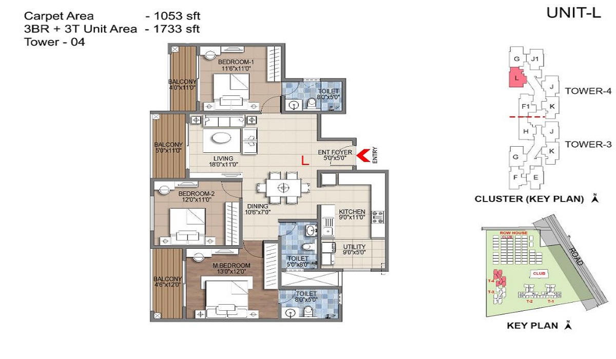 Sattva Songbird at Budigere Cross, Bangalore 3BHK Floor Plan
