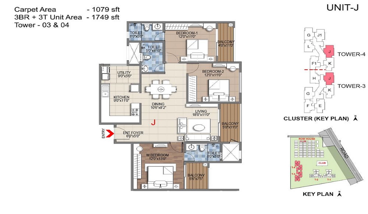 Sattva Songbird 3BHK Floor Plan