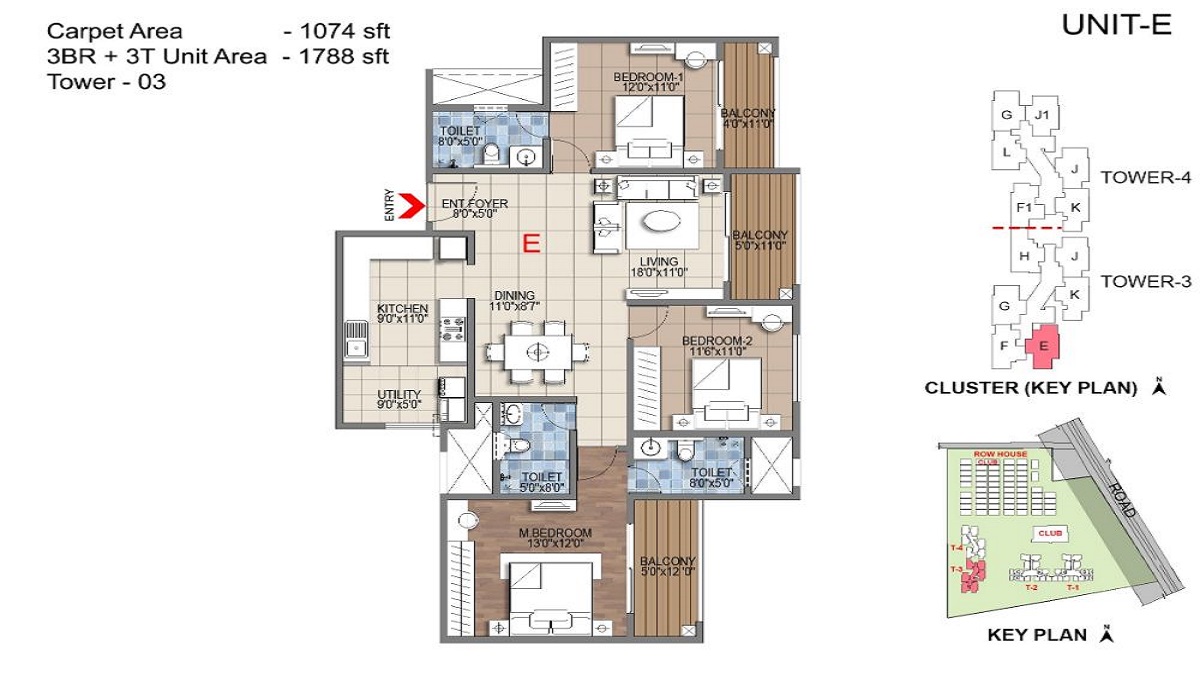 3BHK Floor Plan Sattva Songbird Bangalore