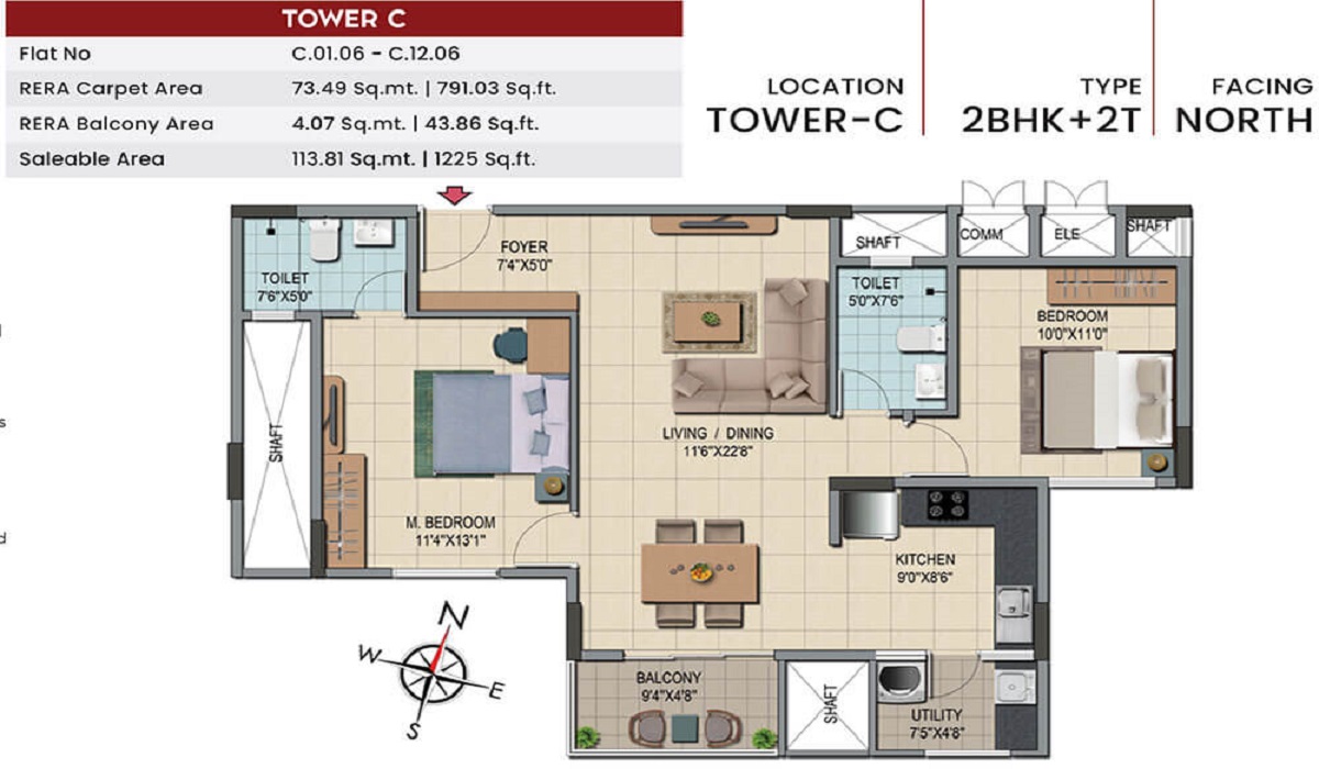 2BHK Floor Plan