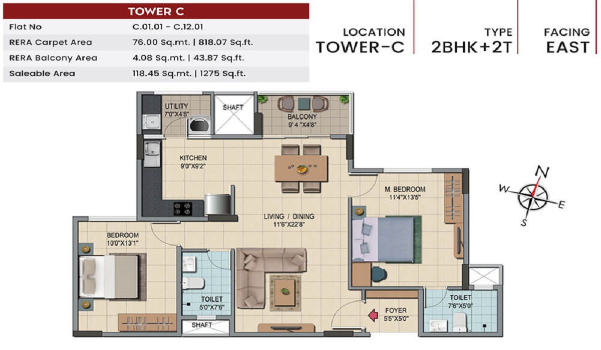 Shriram Codename Smash Hit 2BHK Floor Plan