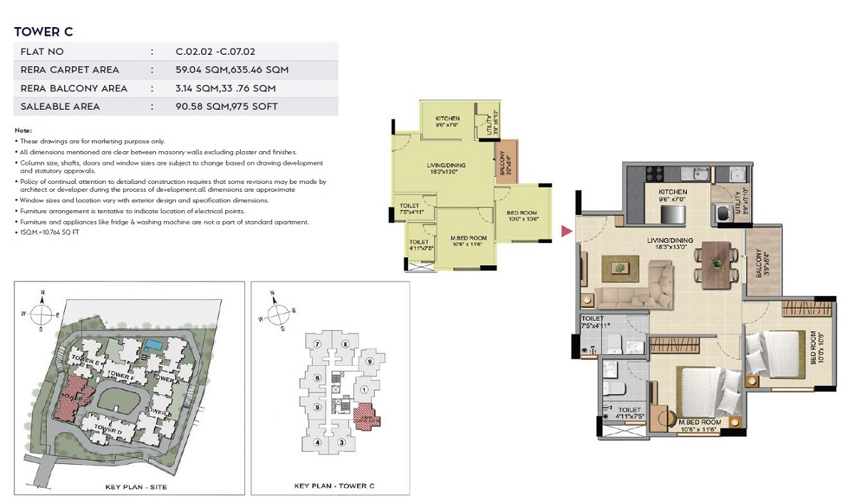 Shriram Sapphire in Bommasandra, Bangalore 2BHK Floor Plan