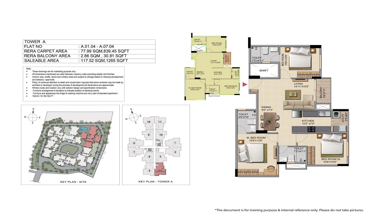 Shriram Sapphire in Bommasandra, Bangalore 3BHK Floor Plan