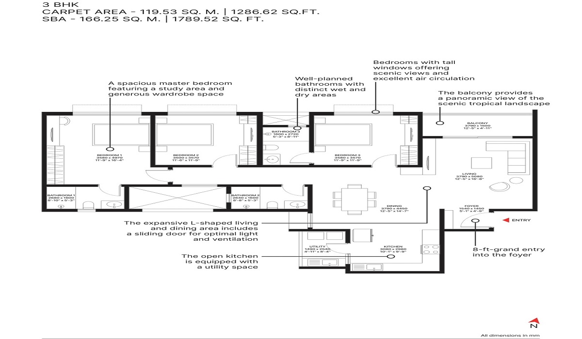 3BHK Floor Plan