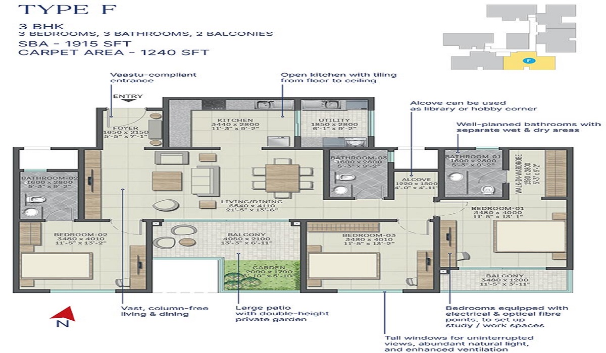 3BHK Floor Plan Bangalore