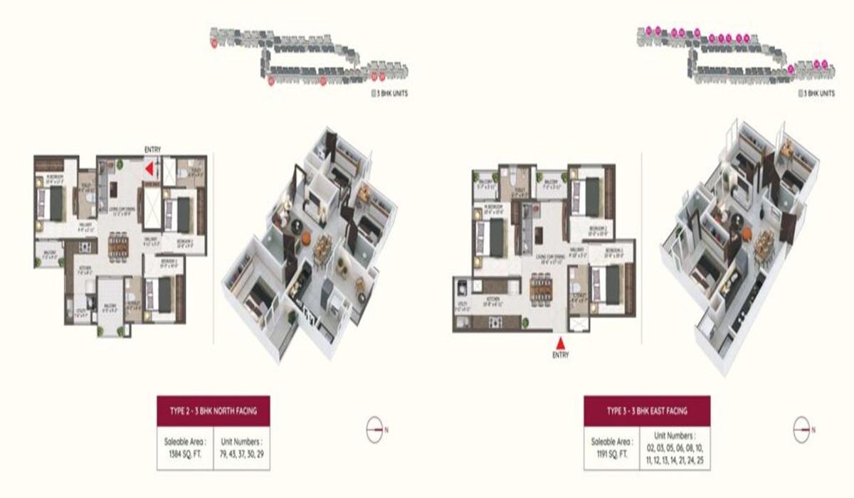 Floor Plan of 3BHK Units