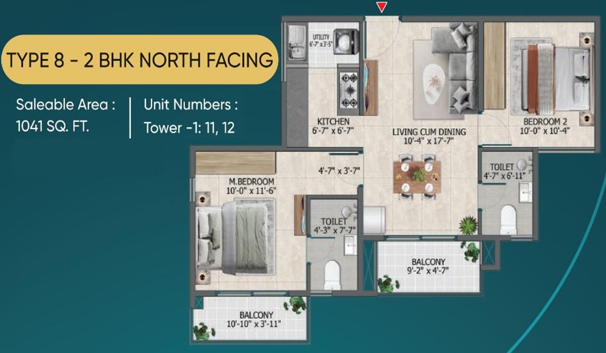 Sowparnika Rhythm of Rain in Whitefield, Bangalore 2BHK Floor Plan
