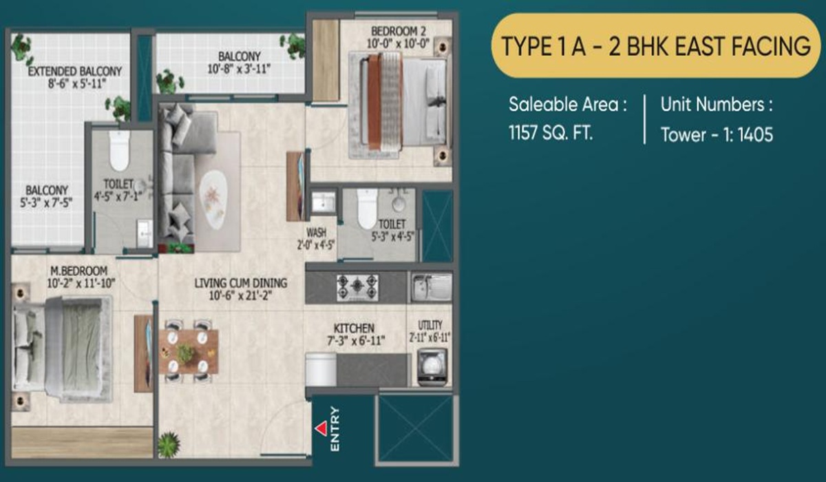 Sowparnika Rhythm of Rain 2BHK Apartments Floor Plan