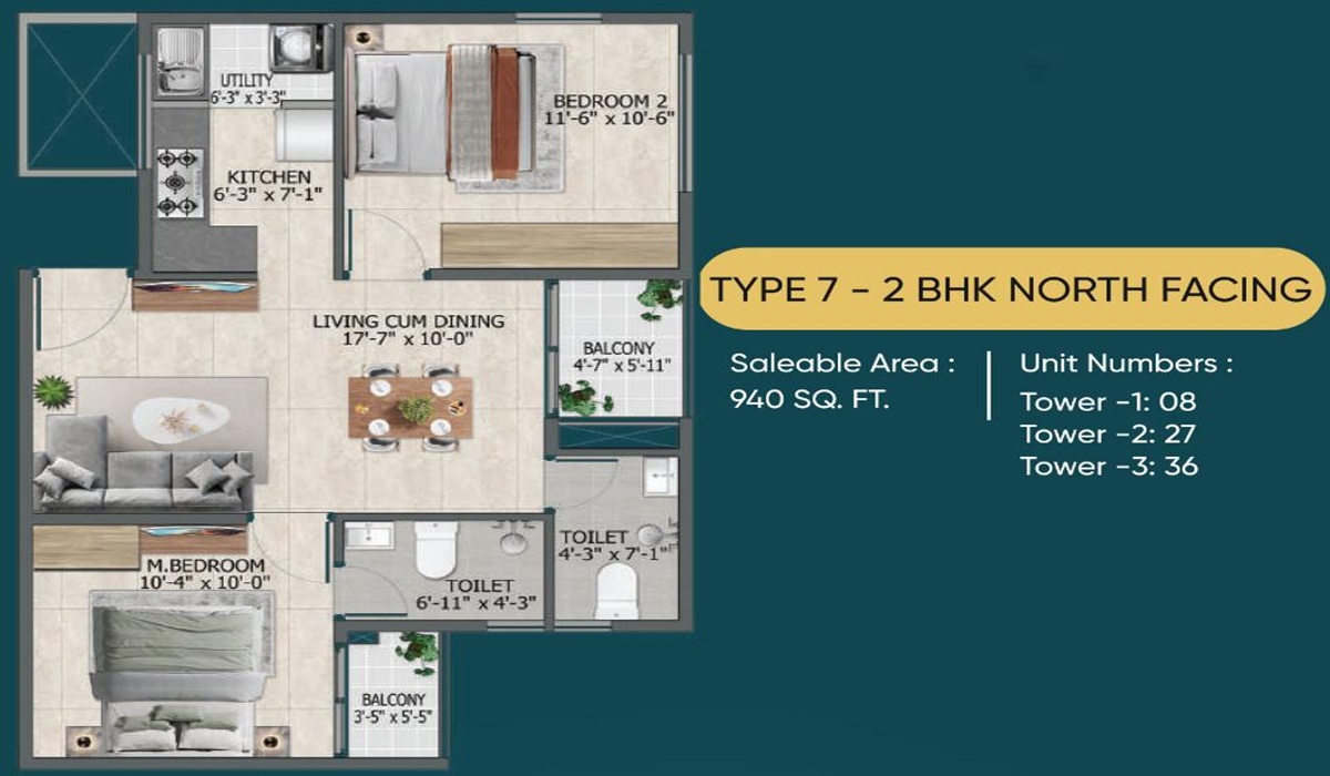 Sowparnika Rhythm of Rain 2BHK Units Floor Plan
