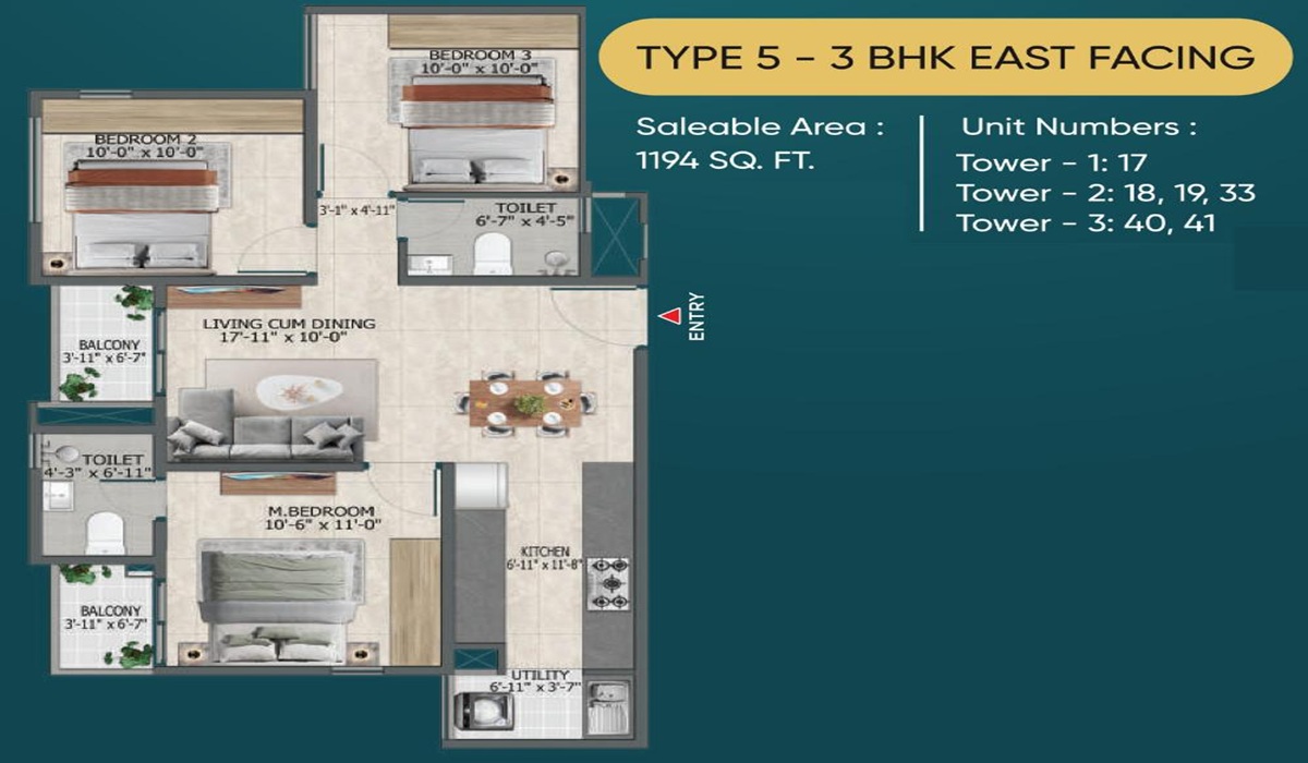 Sowparnika Rhythm of Rain 2BHK Floor Plan