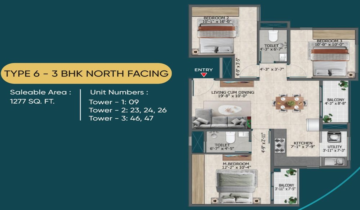 2BHK Floor Plan