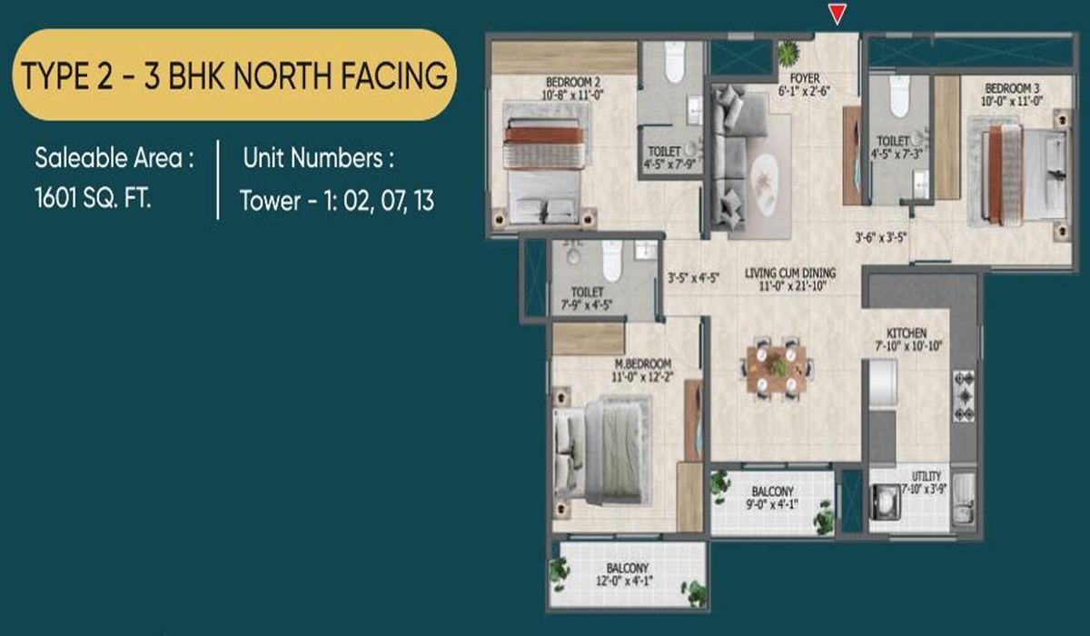 Sowparnika Rhythm of Rain 3BHK Units Floor Plan