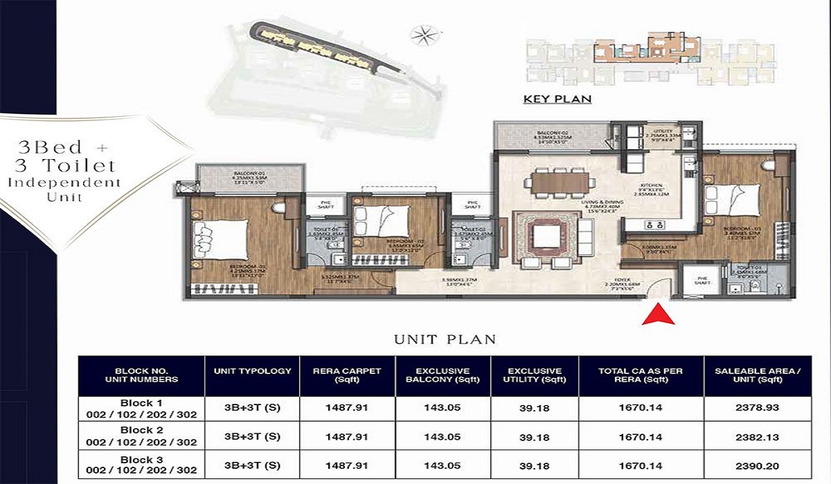 TATA Promont Phase 2, Banashankari, Bangalore 3BHK Floor Plan