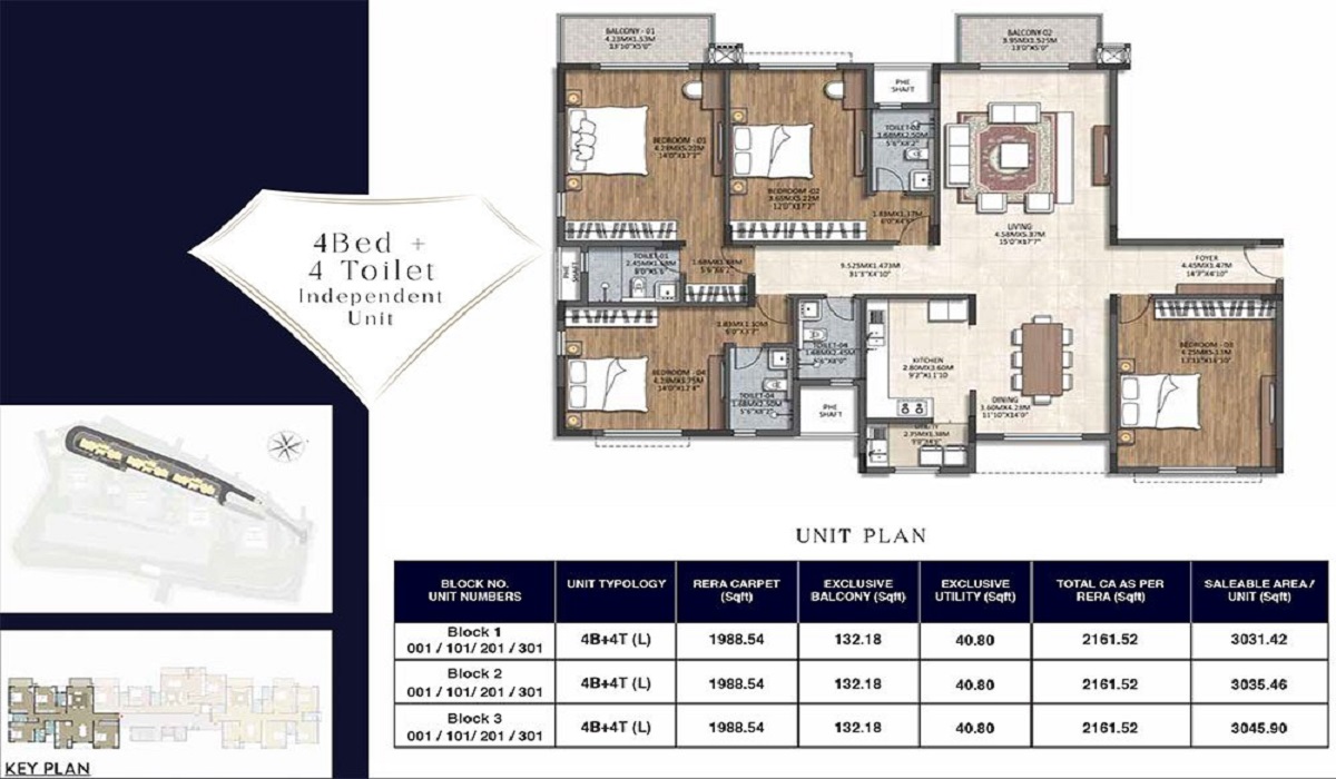 4 BHK Apartments Floor Plan