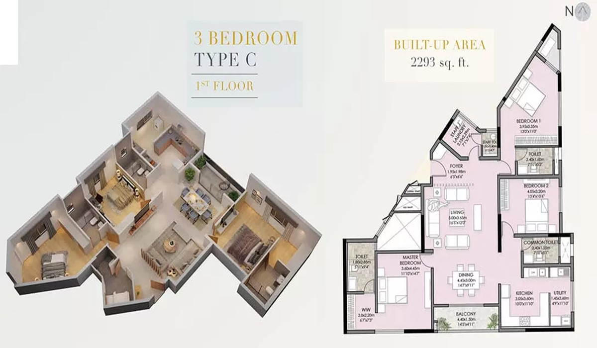 Vaishnavi Premiere 3 BHK Apartments Floor Plan