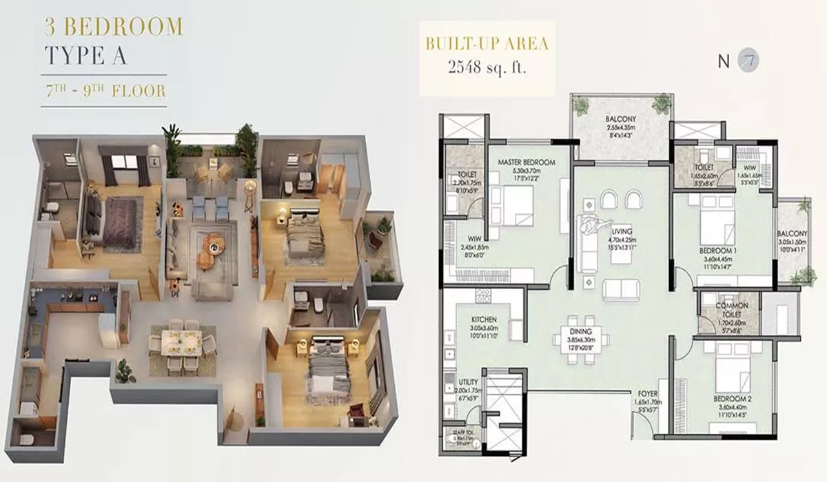Vaishnavi Premiere 3 BHK Homes Floor Plan