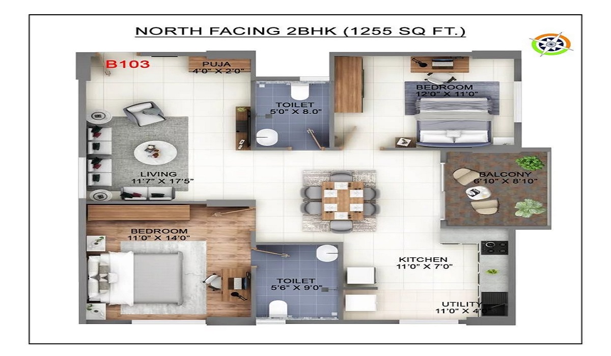 2.5BHK Floor Plan Abhee Kings Court in Sarjapur Road, Bangalore