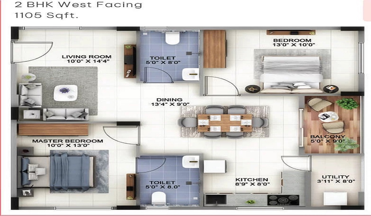 2BHk Floor Plan Abhee Pride in Chandapura, Bangalore