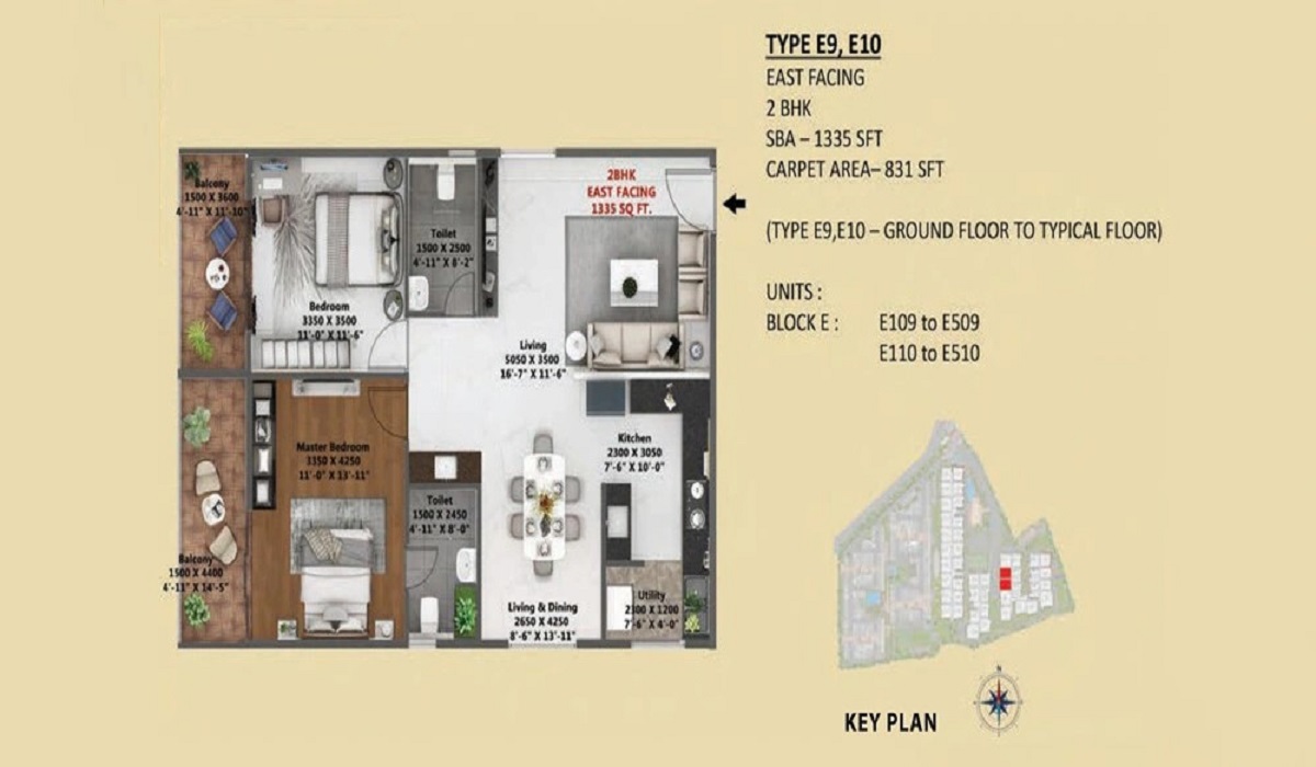 2BHK Floor Plan Abhee Silicon Shine Phase 2 in Sarjapur Road, Bangalore