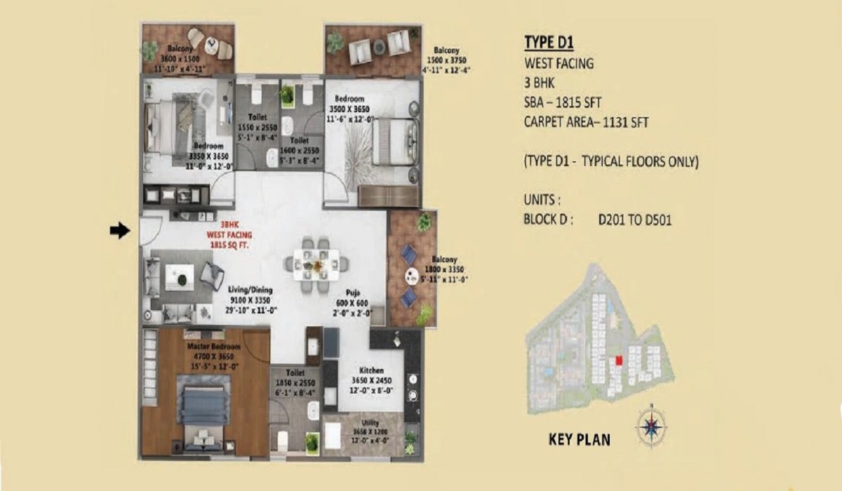 3BHK Floor Plan Abhee Silicon Shine Phase 2 in Sarjapur Road, Bangalore
