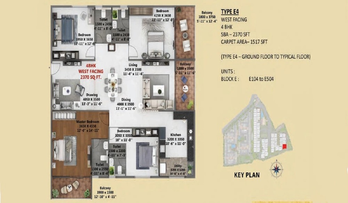 4BHK Floor Plan Abhee Silicon Shine Phase 2 in Sarjapur Road, Bangalore