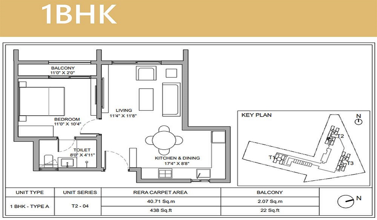 1BHK Floor Plan Birla Ojasvi in RR Nagar, Bangalore