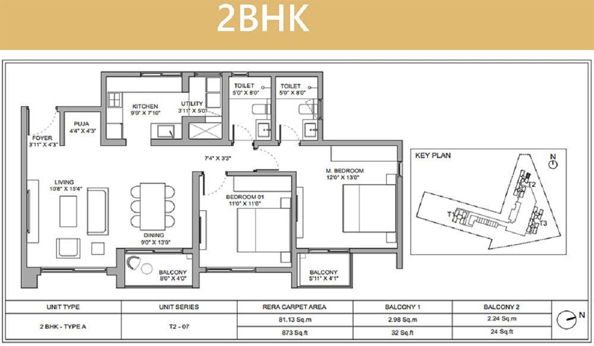 2BHK Floor Plan Birla Ojasvi in RR Nagar, Bangalore