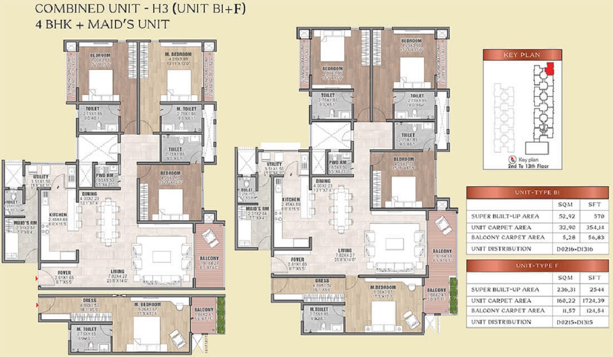 3BHK Floor Plan Brigade Insignia in Yelahanka, Bangalore