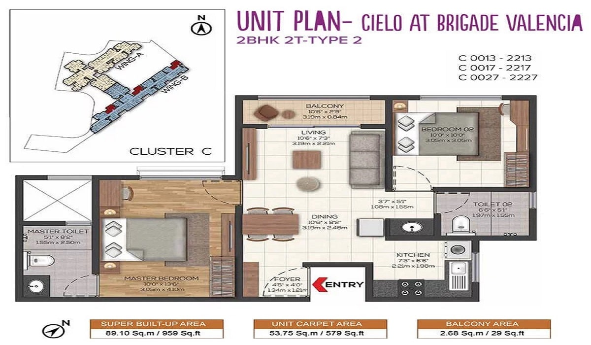 1BHK Floor Plan Brigade Valencia in Hosur Road, Bangalore