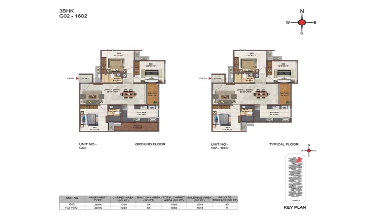 2BHK Floor Plan Casagrand Casablanca in Kanakapura Roadd