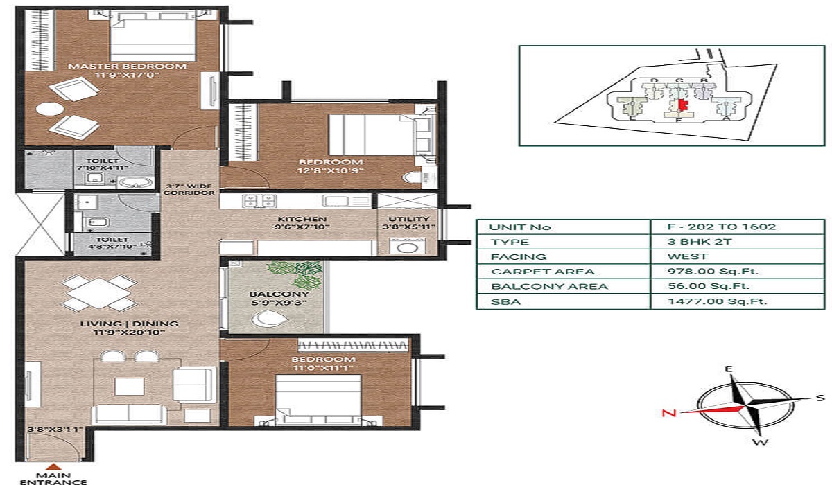 2BHK Floor Plan Concorde Neo in Thanisandra, Bangalore