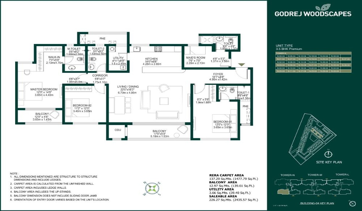 3.5BHK Floor Plan Godrej Woodscapes in Budigere, Whitefield, Bangalore