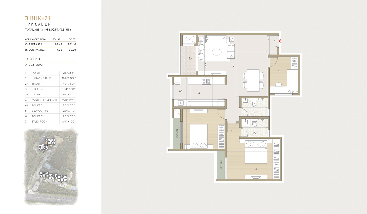 2BHK Floor Plan Orchid Life in Gunjur, Bangalore