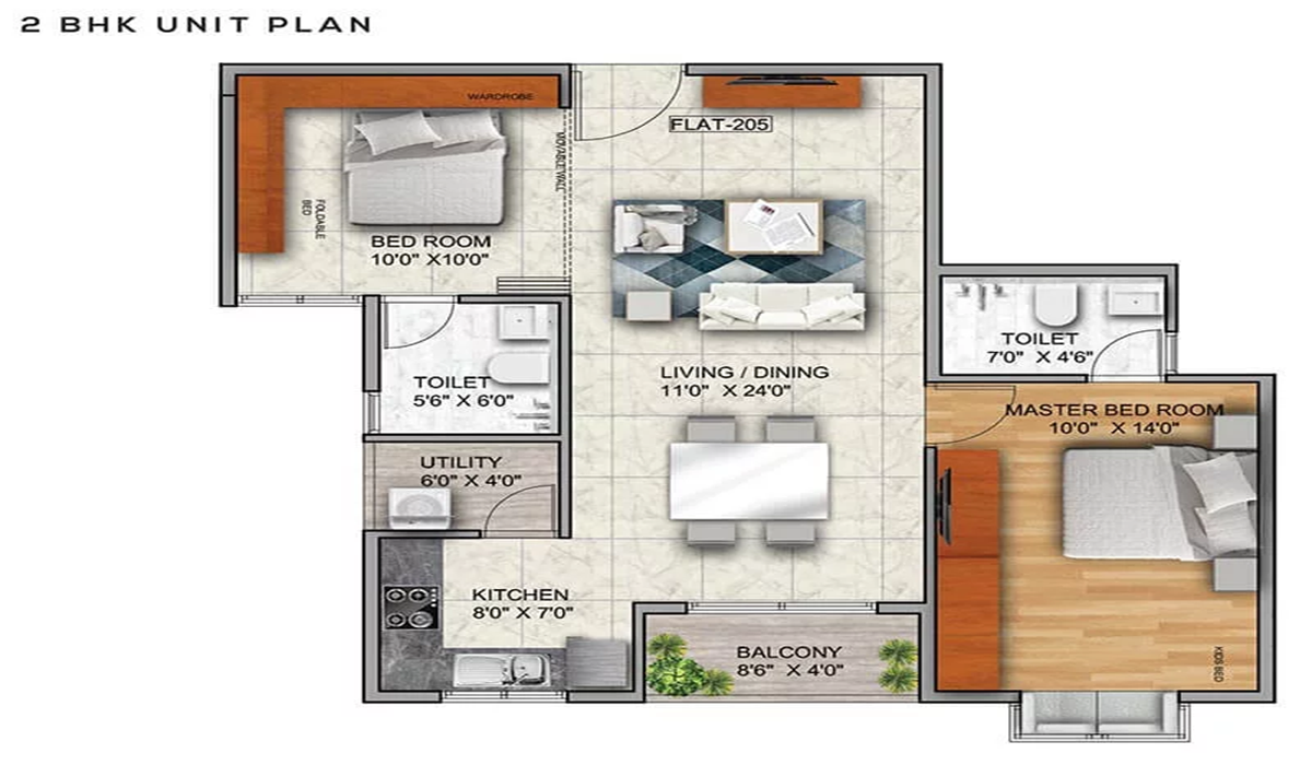 2BHK Floor Plan Mana Capitol on Sarjapur Road, Bangalore