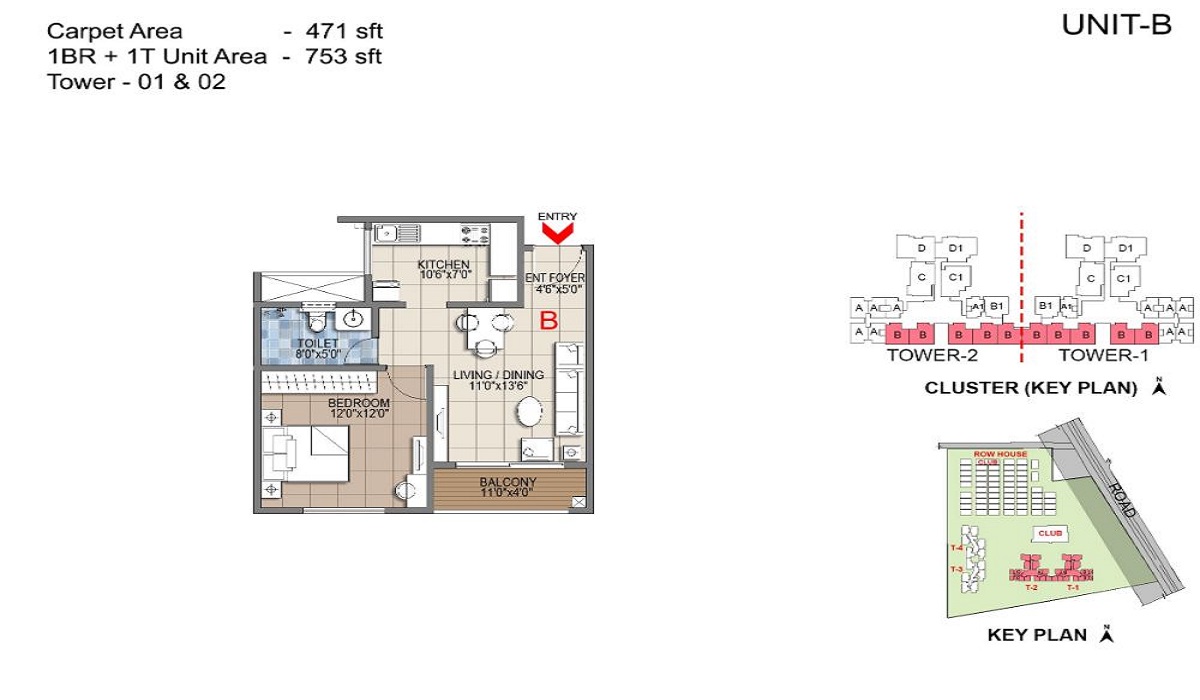 Sattva Songbird at Budigere Cross, Bangalore 1BHK Floor Plan