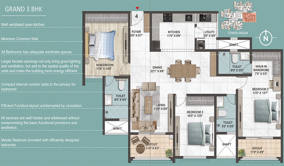 2BHK Apartments Floor Plan Sumadhura Epitome in Rachenahalli