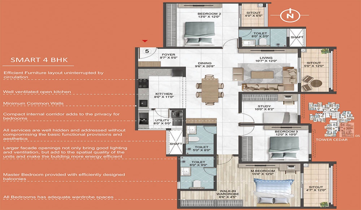 Sumadhura Epitome in Rachenahalli 3BHK Units Floor Plan